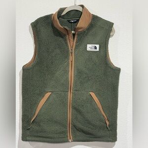 North Face Vest Jacket Mens Large Green Sherpa Fleece Campshire Full Zip
